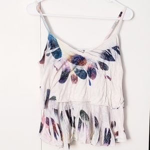 Forever 21 Multicolor Feather Ruffle V neck tank